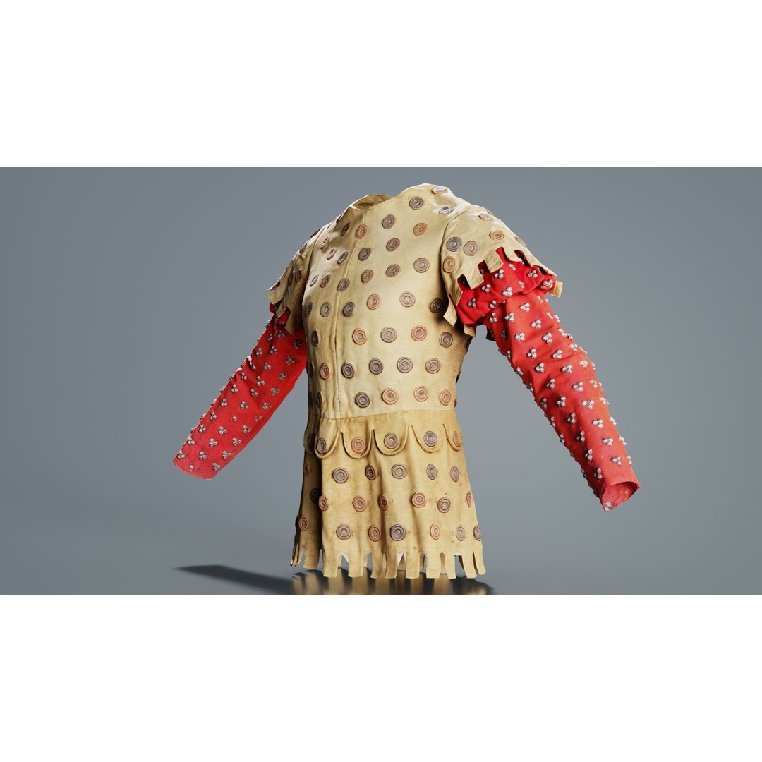 Button Soldier Jacket 3D Model – Low Poly Leather Armor, FBX, Blender - View 4