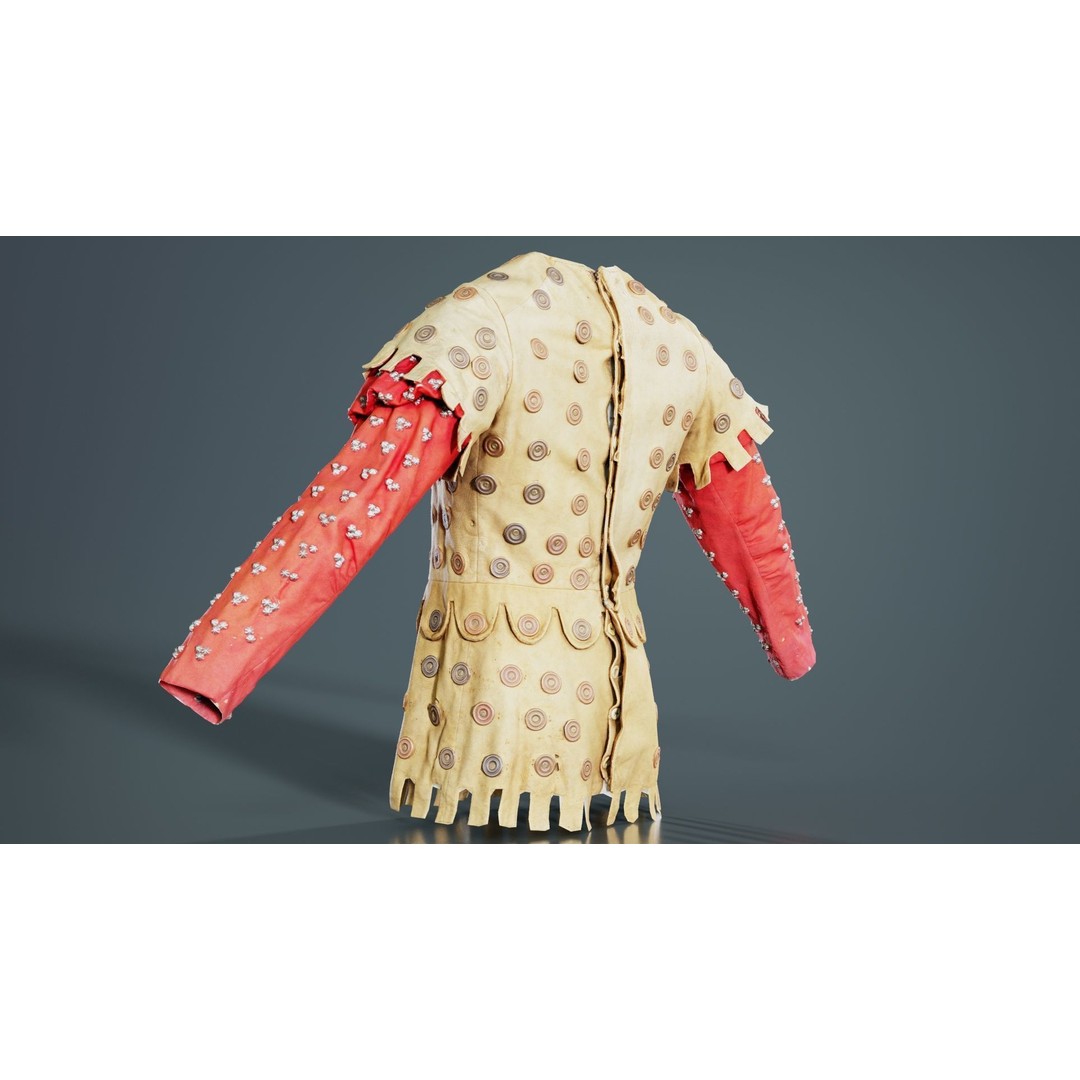 Button Soldier Jacket 3D Model – Low Poly Leather Armor, FBX, Blender - View 5