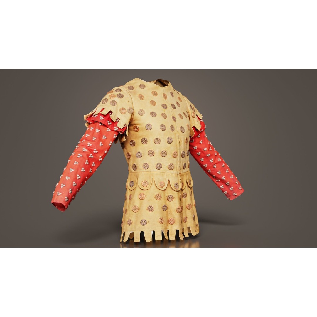 Button Soldier Jacket 3D Model – Low Poly Leather Armor, FBX, Blender - View 6