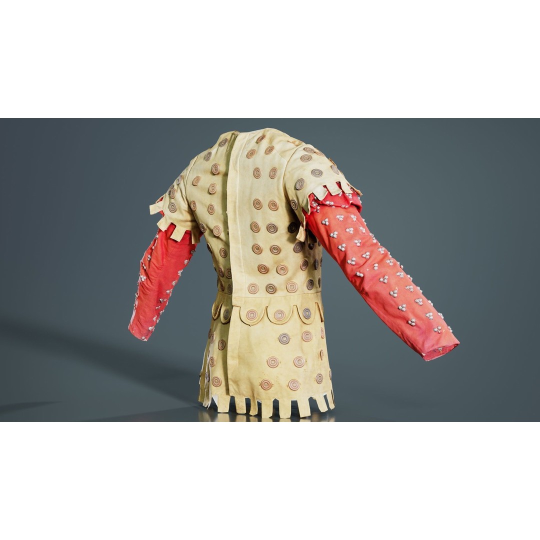 Button Soldier Jacket 3D Model – Low Poly Leather Armor, FBX, Blender - View 8