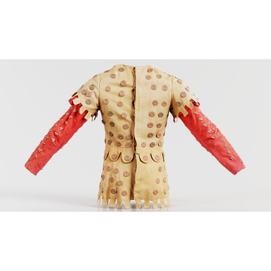 Button Soldier Jacket 3D Model – Low Poly Leather Armor, FBX, Blender - View 9