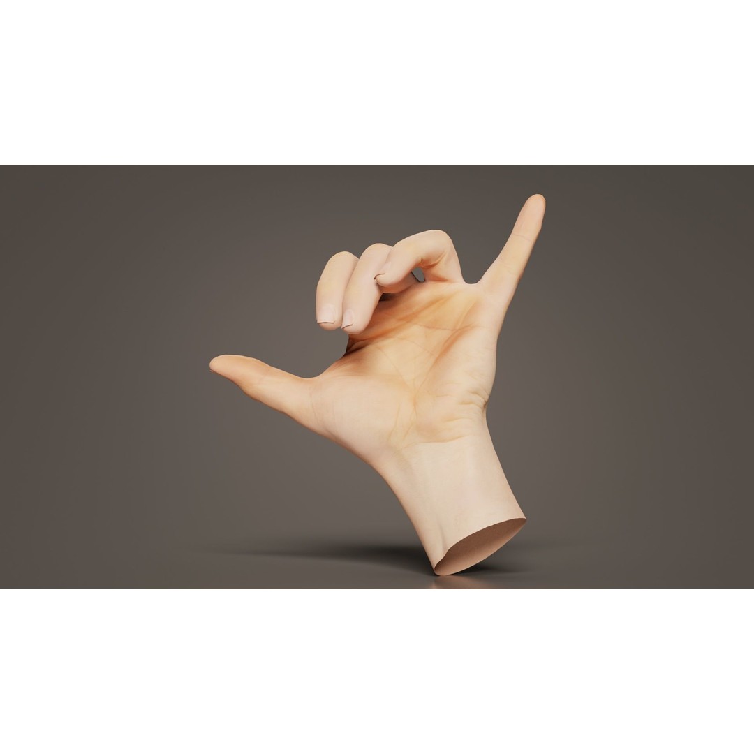 Male Hand 3D Model – Low Poly Photogrammetry Asset, FBX, Blender - View 4