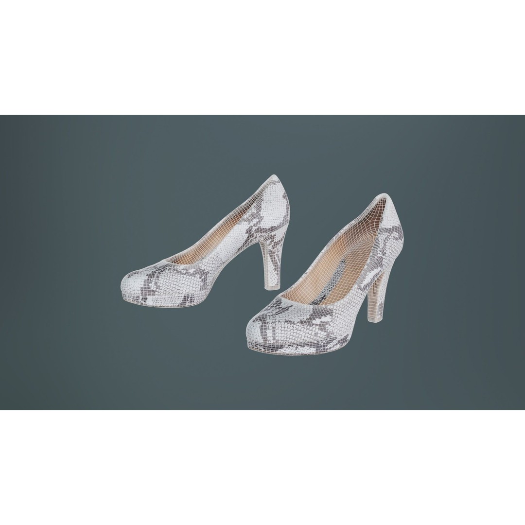 Snakeskin Pumps 3D Model – Low Poly Footwear, FBX, PBR Textures - View 11
