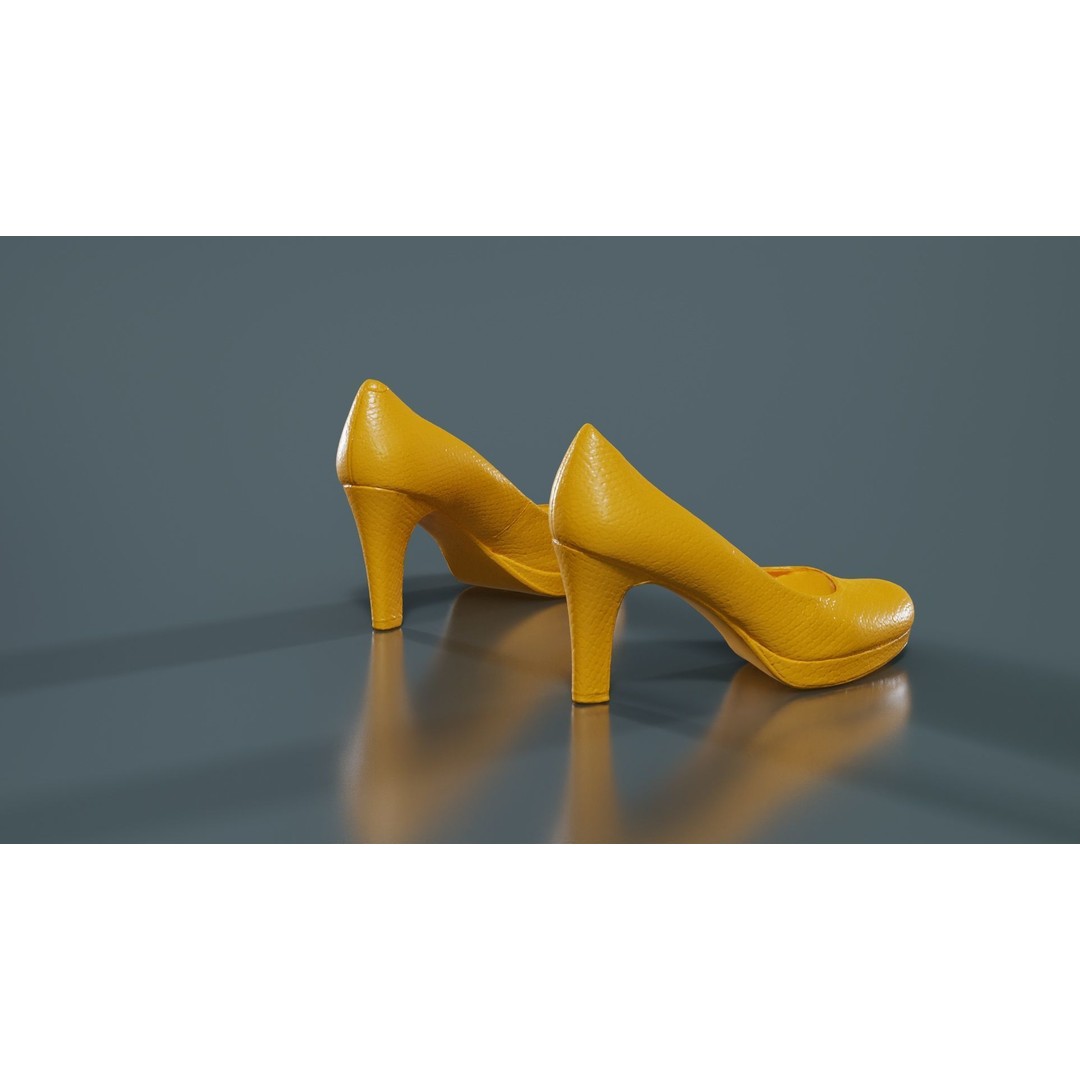 Snakeskin Pumps 3D Model – Low Poly Footwear, FBX, PBR Textures - View 15