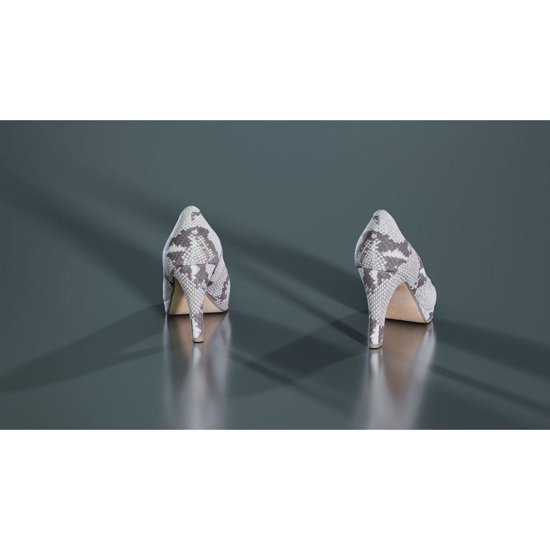 Snakeskin Pumps 3D Model – Low Poly Footwear, FBX, PBR Textures - View 7
