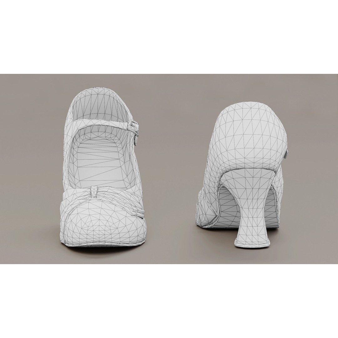 Leather Women's Shoes 3D Model – Vintage Low-Poly PBR Footwear - View 12