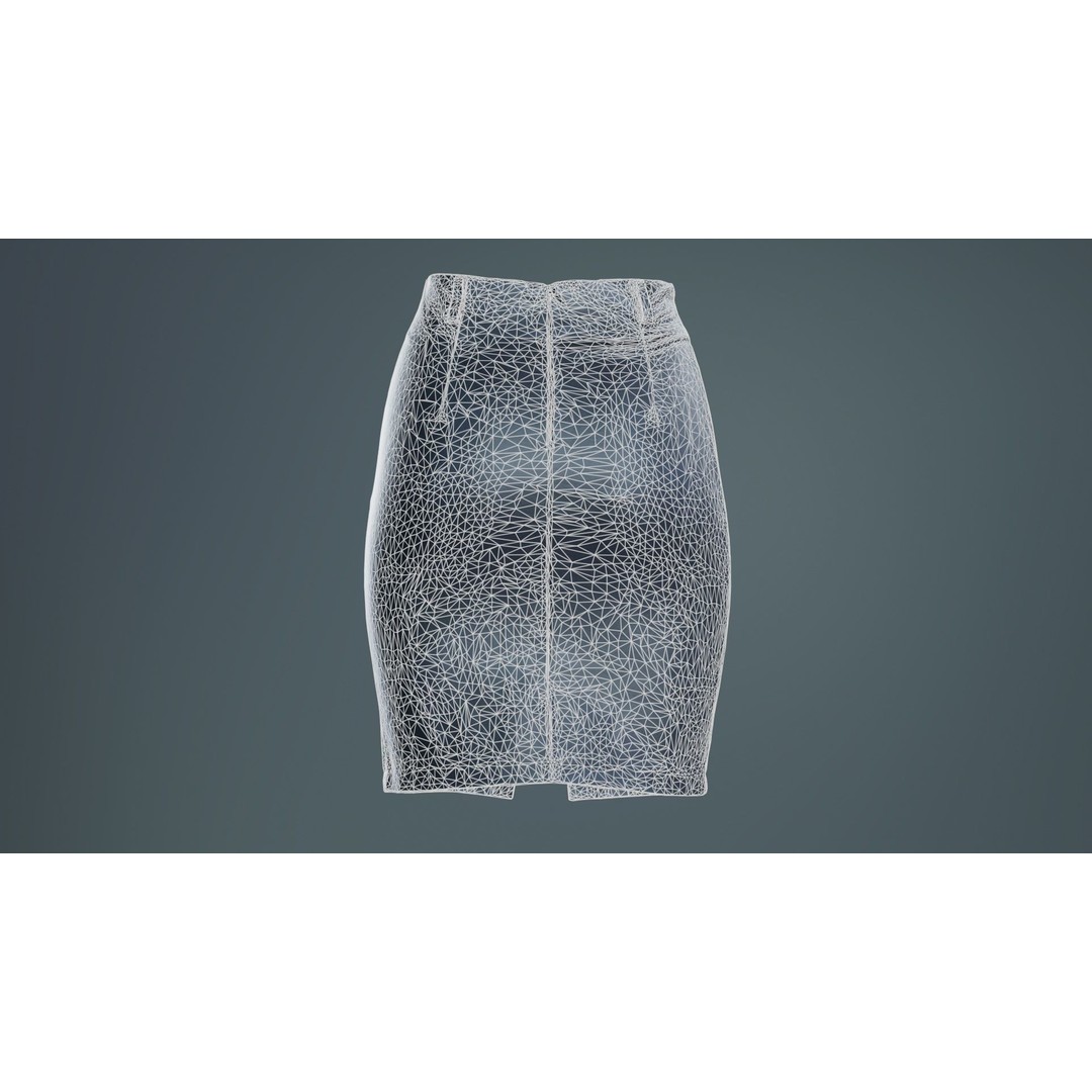 Leather Pocket Pencil Skirt 3D Model – Low Poly Game Asset, FBX, Blender - View 12