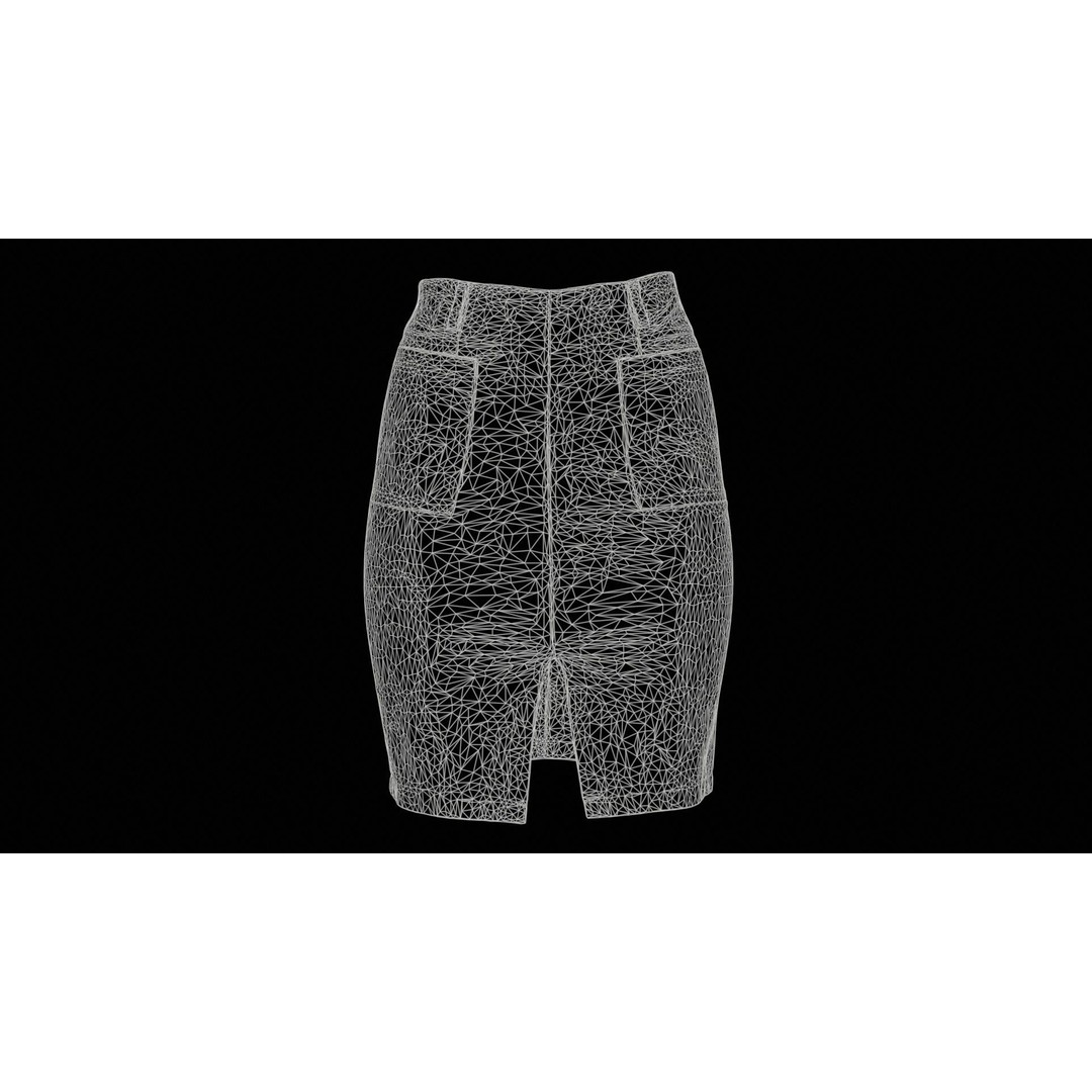 Leather Pocket Pencil Skirt 3D Model – Low Poly Game Asset, FBX, Blender - View 13
