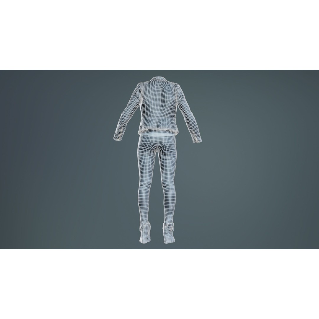 Leather Ensemble 3D Model – Low Poly Female Outfit, FBX, OBJ - View 12