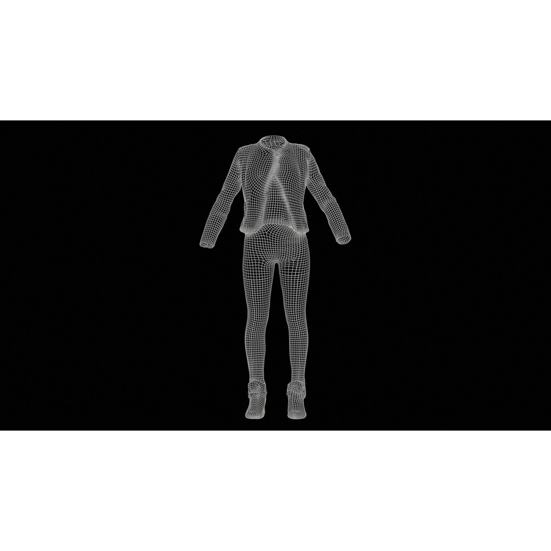 Leather Ensemble 3D Model – Low Poly Female Outfit, FBX, OBJ - View 13