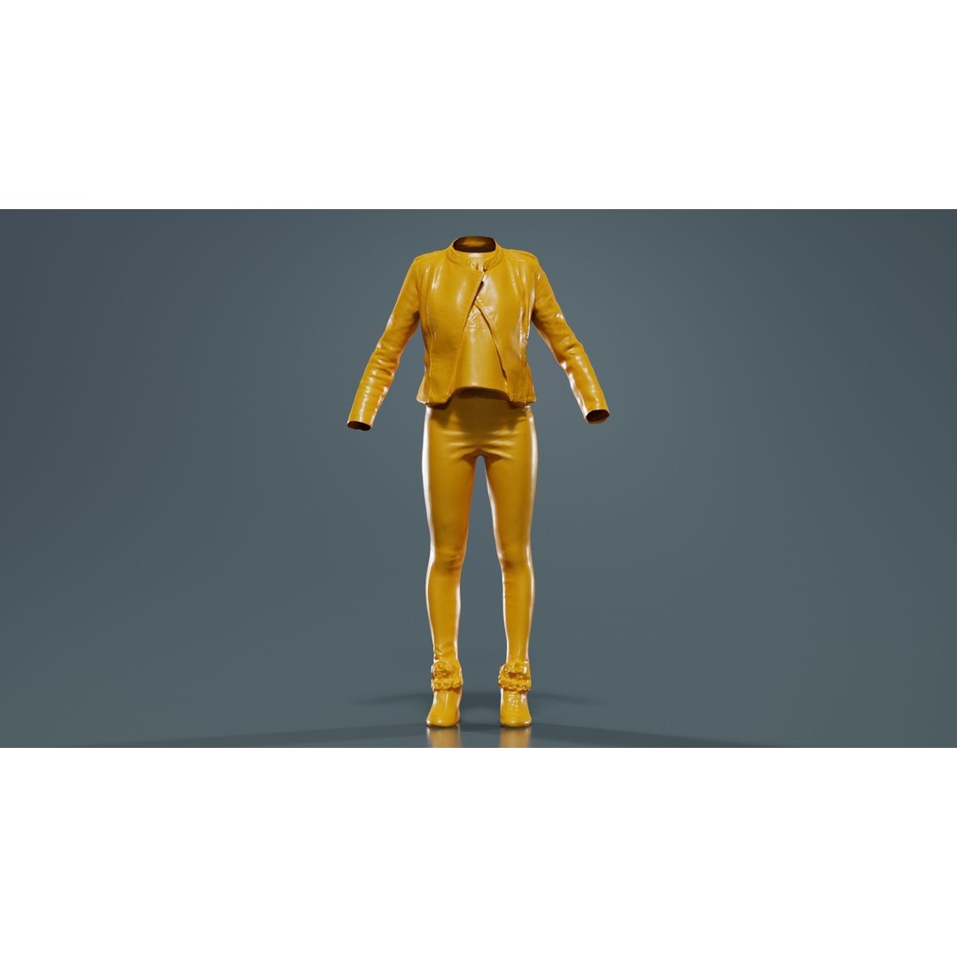 Leather Ensemble 3D Model – Low Poly Female Outfit, FBX, OBJ - View 14