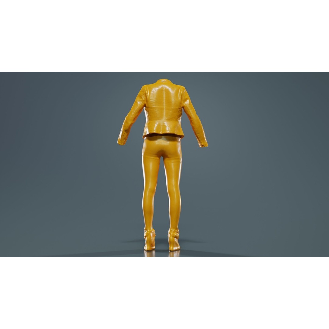 Leather Ensemble 3D Model – Low Poly Female Outfit, FBX, OBJ - View 15