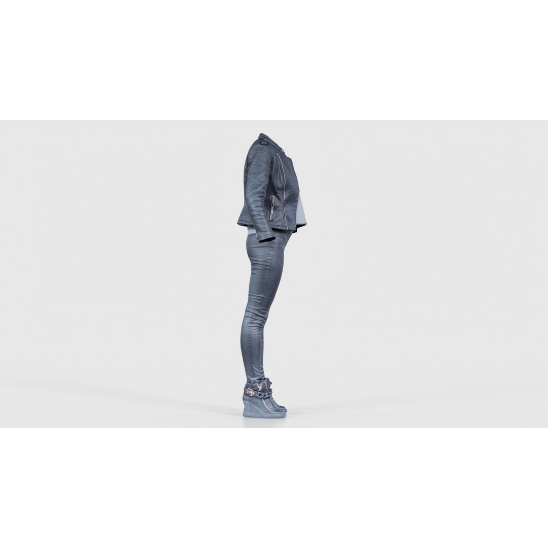 Leather Ensemble 3D Model – Low Poly Female Outfit, FBX, OBJ - View 20