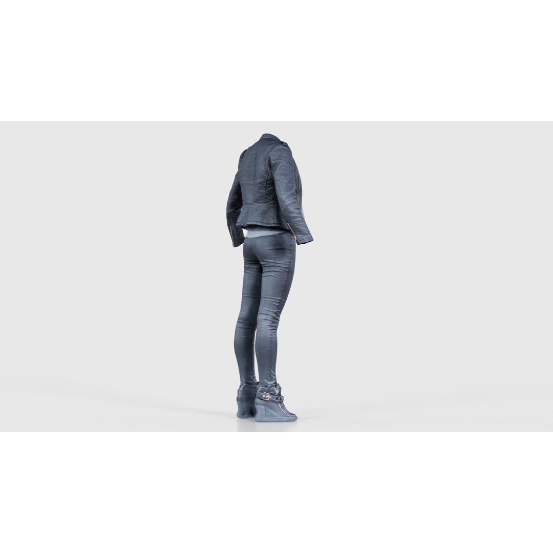 Leather Ensemble 3D Model – Low Poly Female Outfit, FBX, OBJ - View 21