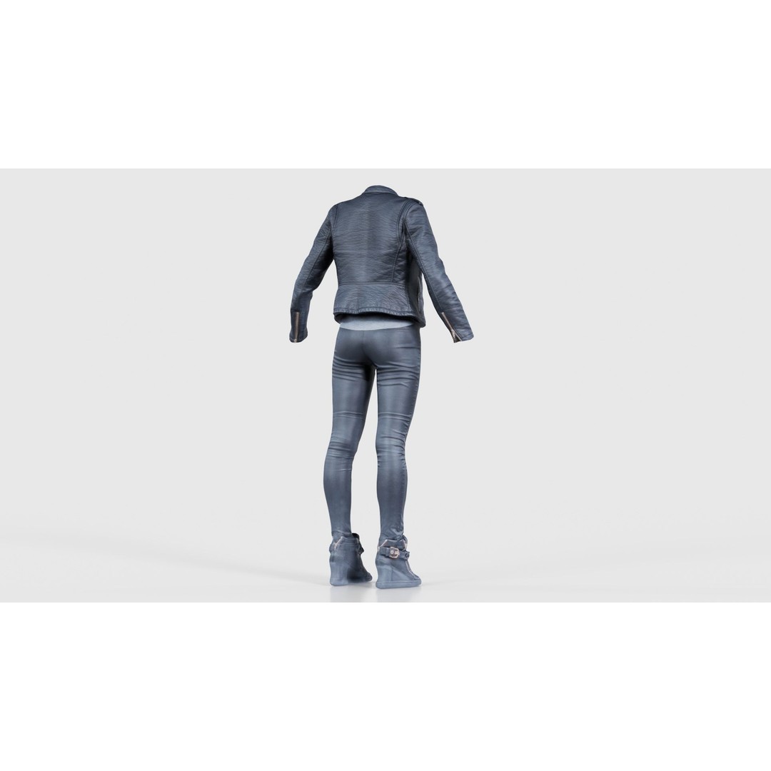 Leather Ensemble 3D Model – Low Poly Female Outfit, FBX, OBJ - View 22