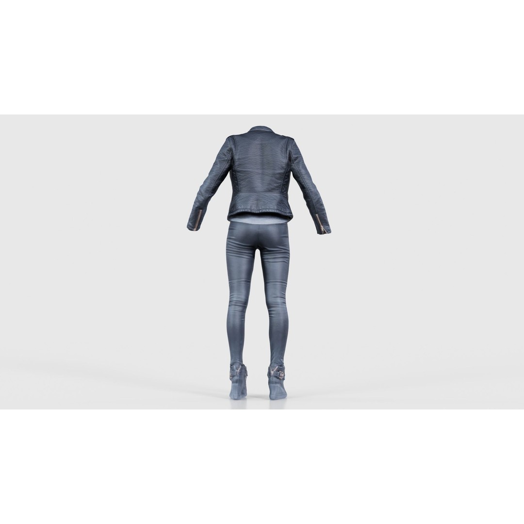 Leather Ensemble 3D Model – Low Poly Female Outfit, FBX, OBJ - View 23