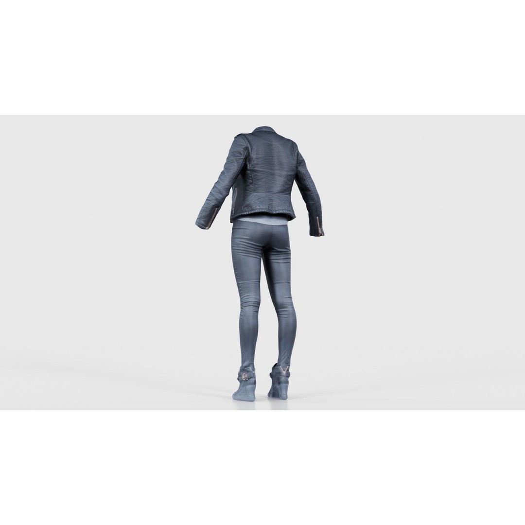 Leather Ensemble 3D Model – Low Poly Female Outfit, FBX, OBJ - View 24