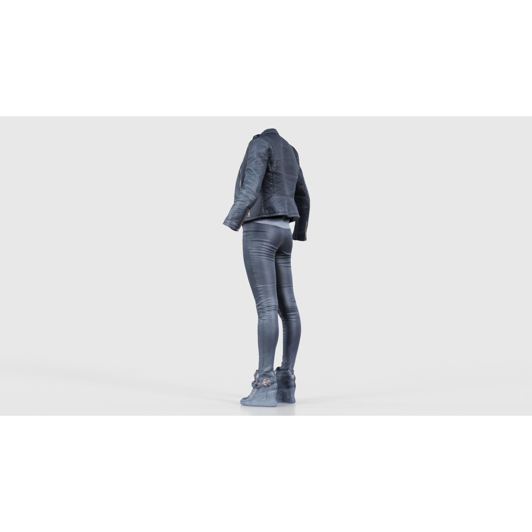 Leather Ensemble 3D Model – Low Poly Female Outfit, FBX, OBJ - View 25