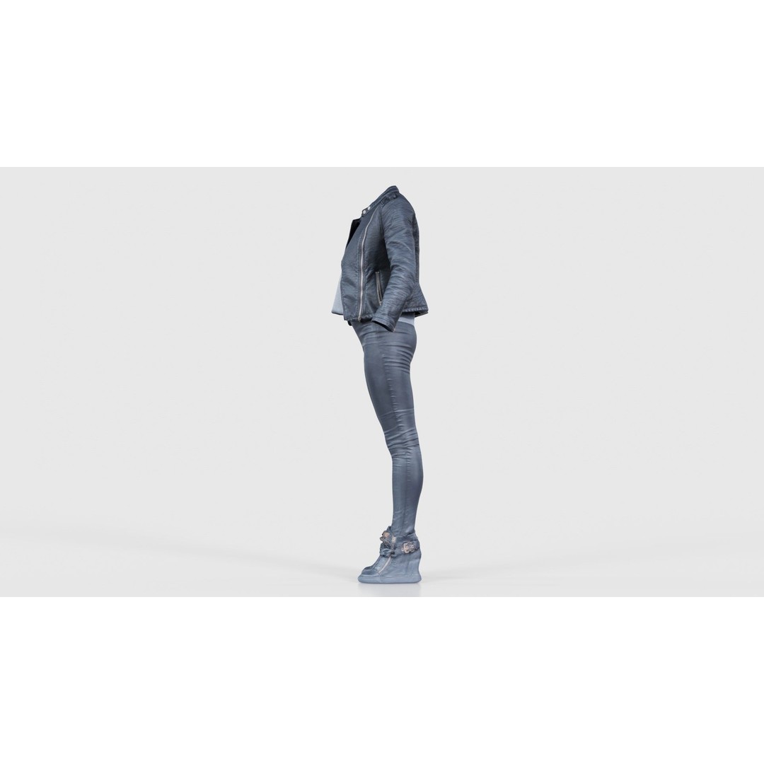Leather Ensemble 3D Model – Low Poly Female Outfit, FBX, OBJ - View 26