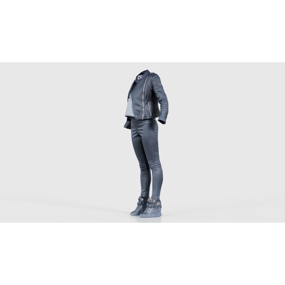 Leather Ensemble 3D Model – Low Poly Female Outfit, FBX, OBJ - View 27
