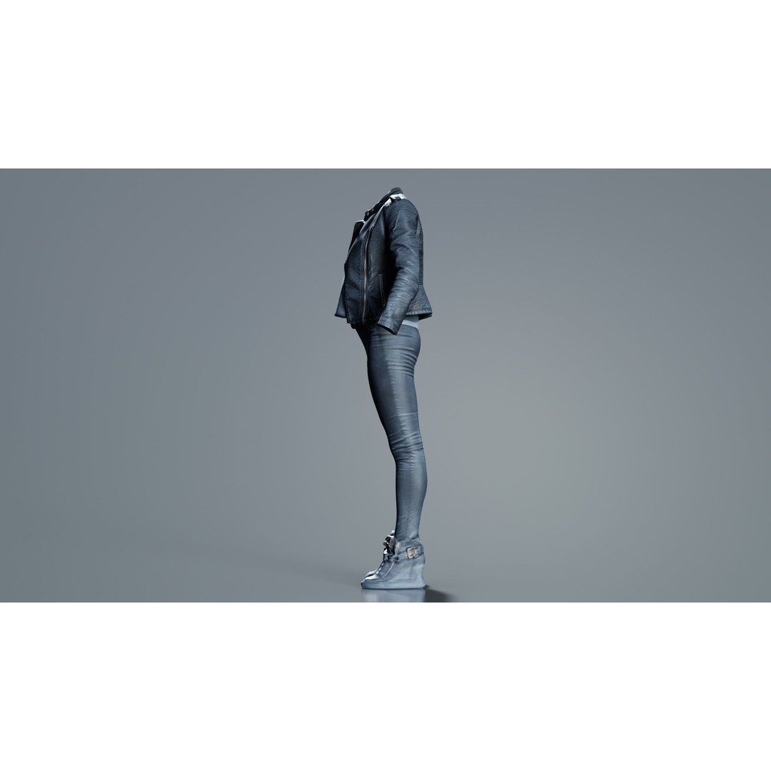 Leather Ensemble 3D Model – Low Poly Female Outfit, FBX, OBJ - View 4