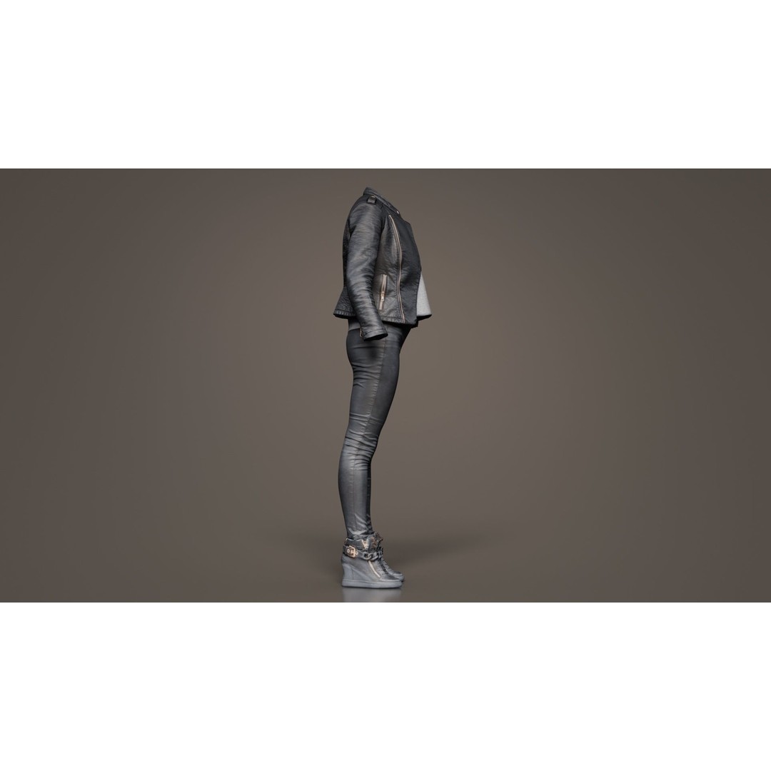 Leather Ensemble 3D Model – Low Poly Female Outfit, FBX, OBJ - View 6