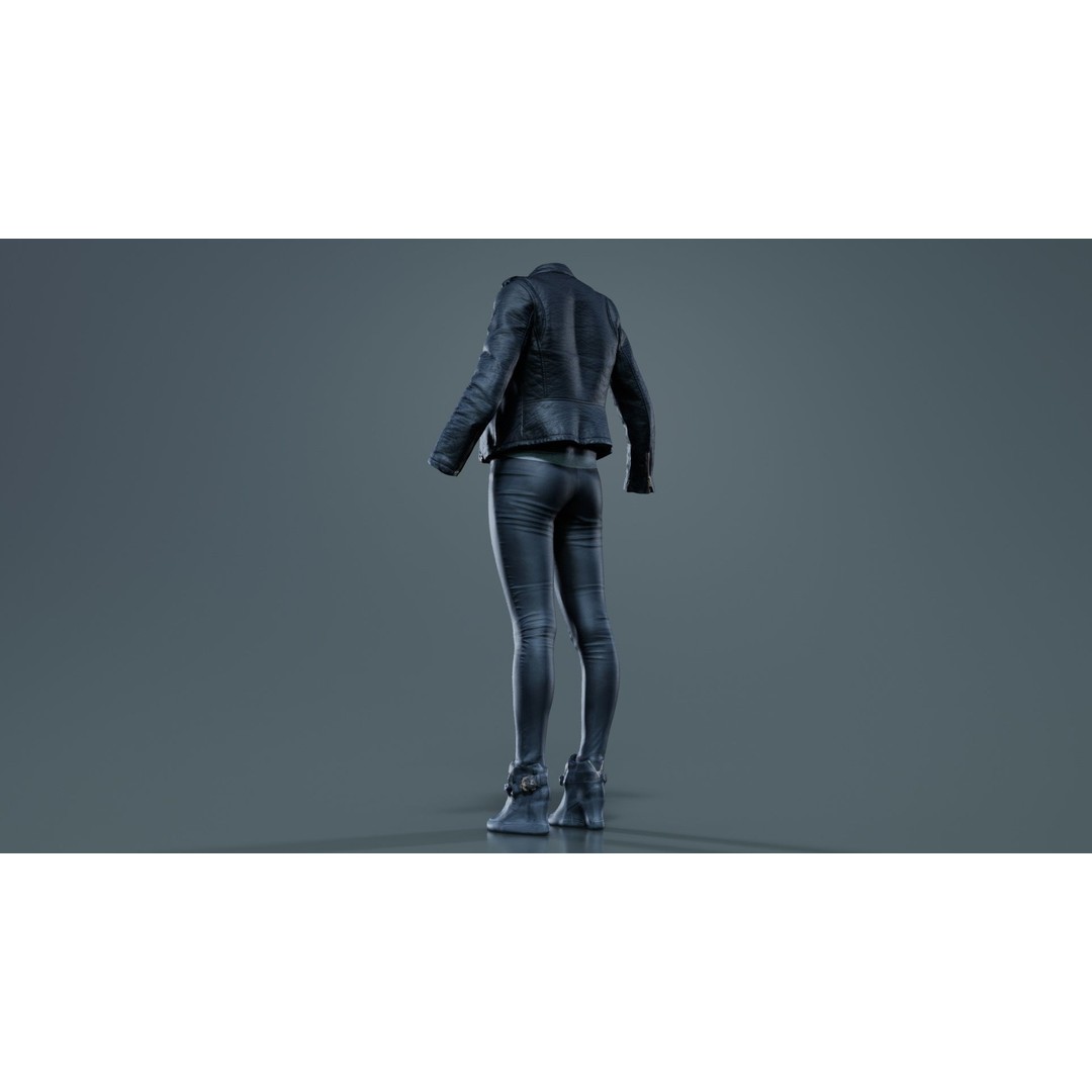 Leather Ensemble 3D Model – Low Poly Female Outfit, FBX, OBJ - View 8