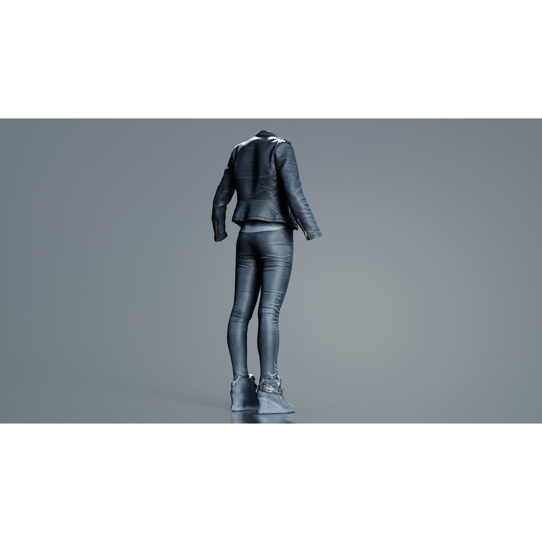 Leather Ensemble 3D Model – Low Poly Female Outfit, FBX, OBJ - View 9
