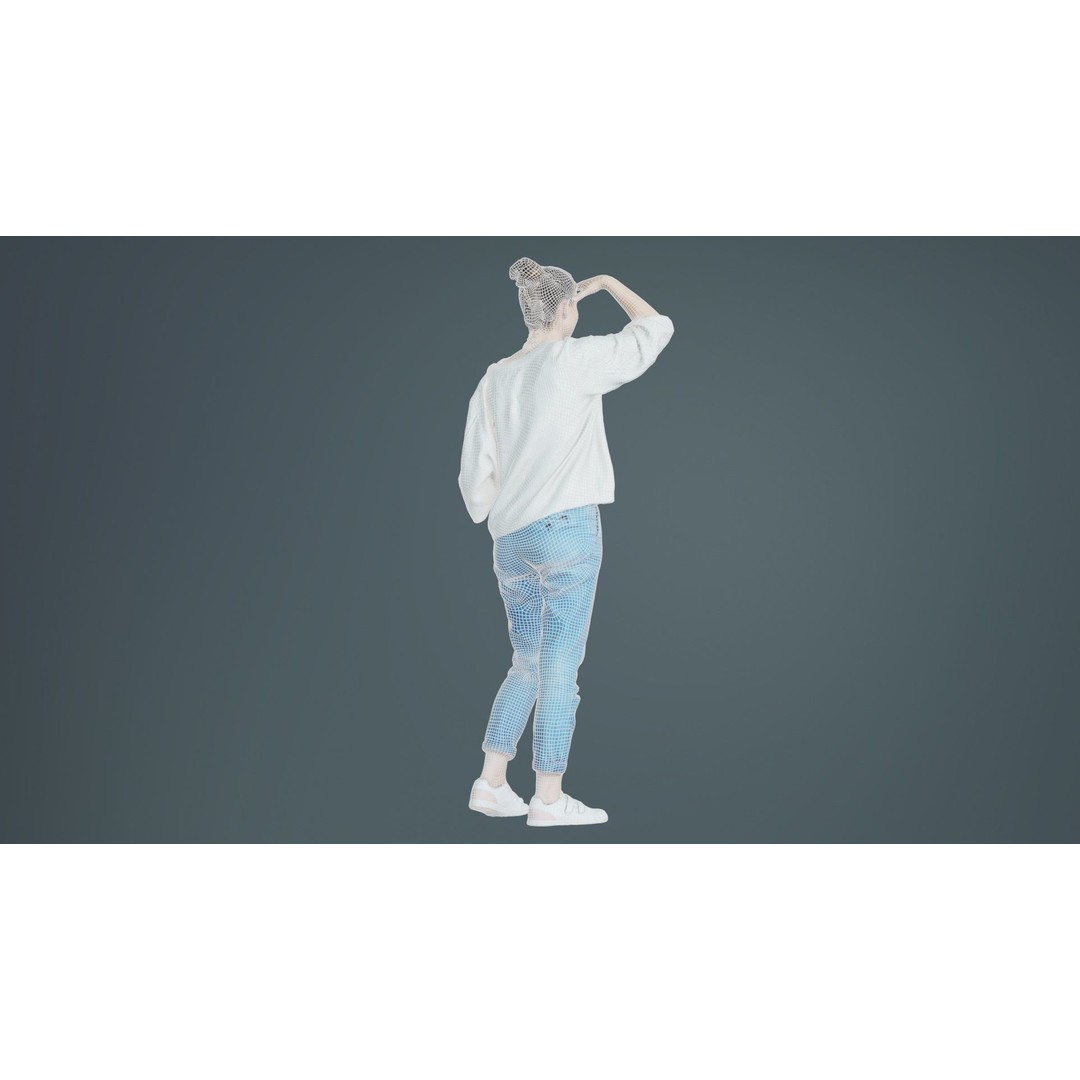 Scout Woman 3D Model – Low Poly Character in Jeans & White Top, FBX - View 12