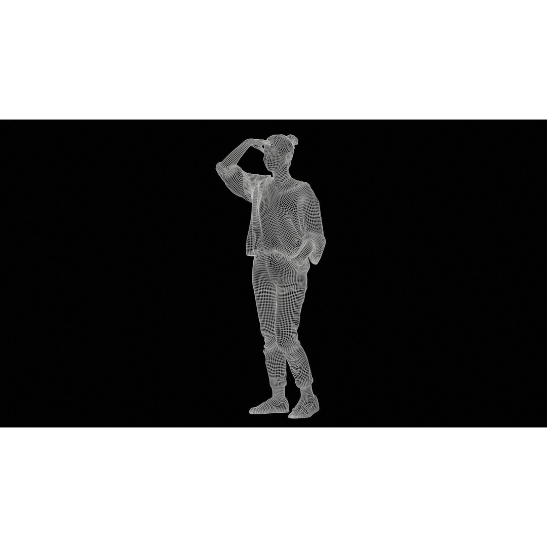 Scout Woman 3D Model – Low Poly Character in Jeans & White Top, FBX - View 13