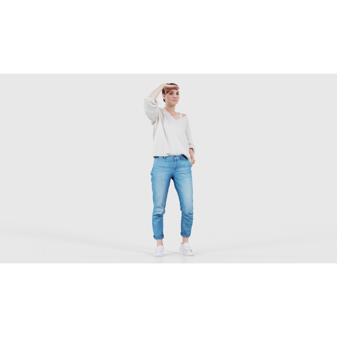 Scout Woman 3D Model – Low Poly Character in Jeans & White Top, FBX - View 19