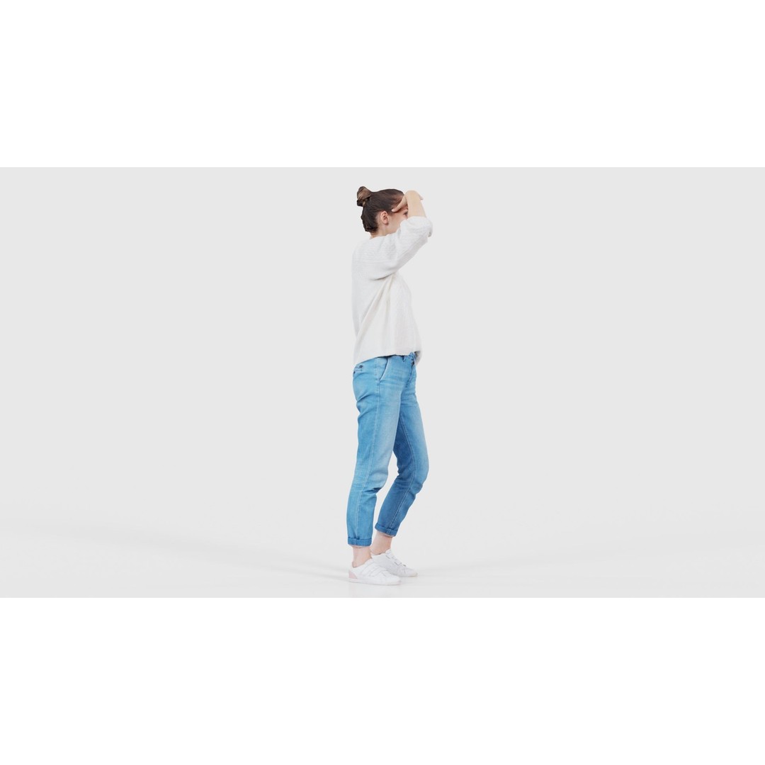 Scout Woman 3D Model – Low Poly Character in Jeans & White Top, FBX - View 21