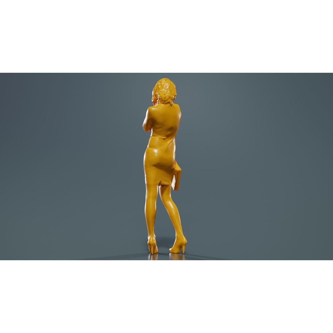 Woman in Orange Dress 3D Model – Low Poly Character, FBX, Blender - View 15