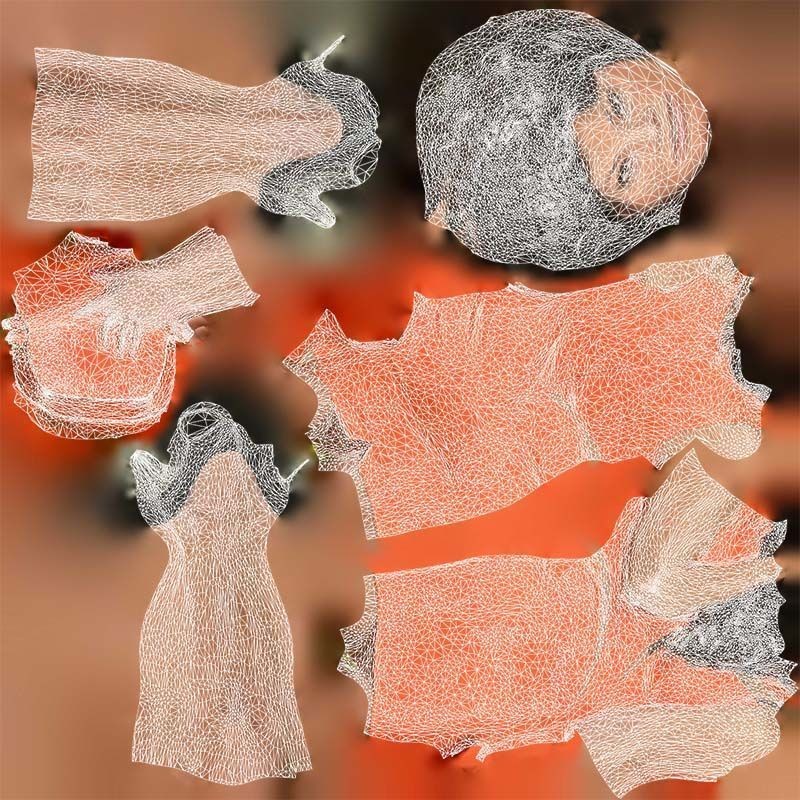 Woman in Orange Dress 3D Model – Low Poly Character, FBX, Blender - View 16