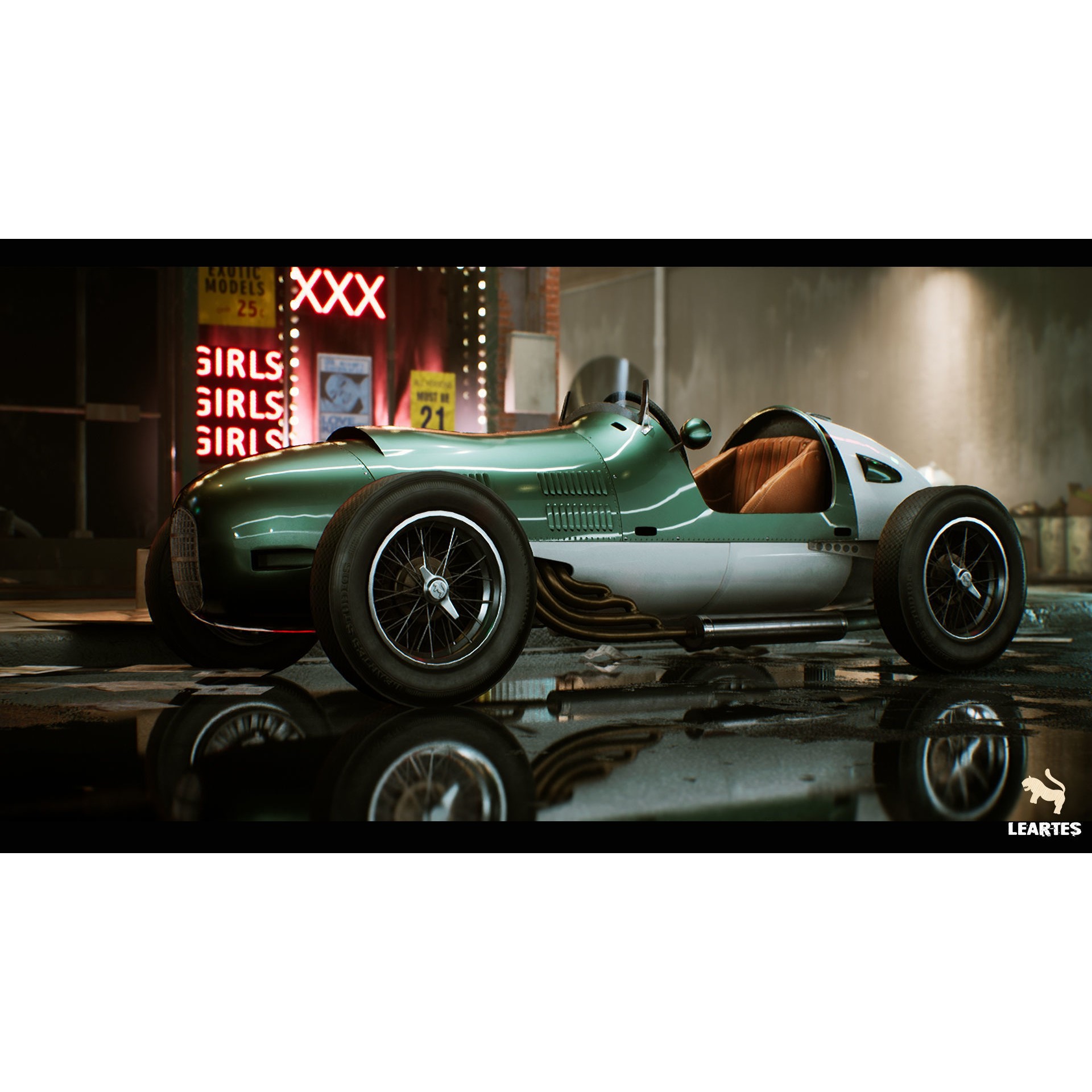 Classic Race Car - Low-Poly Game-Ready 3D Model - View 10