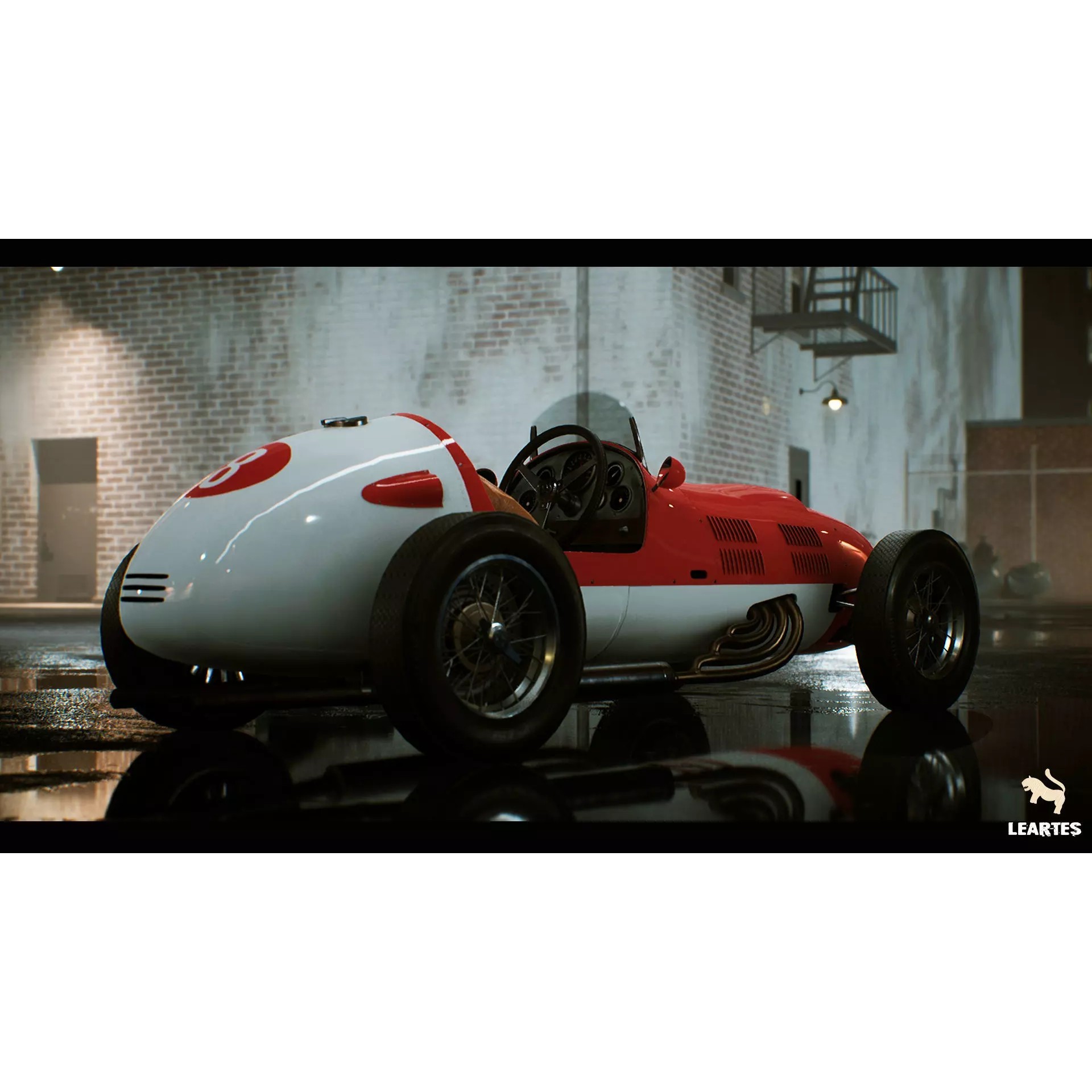 Classic Race Car - Low-Poly Game-Ready 3D Model - View 2