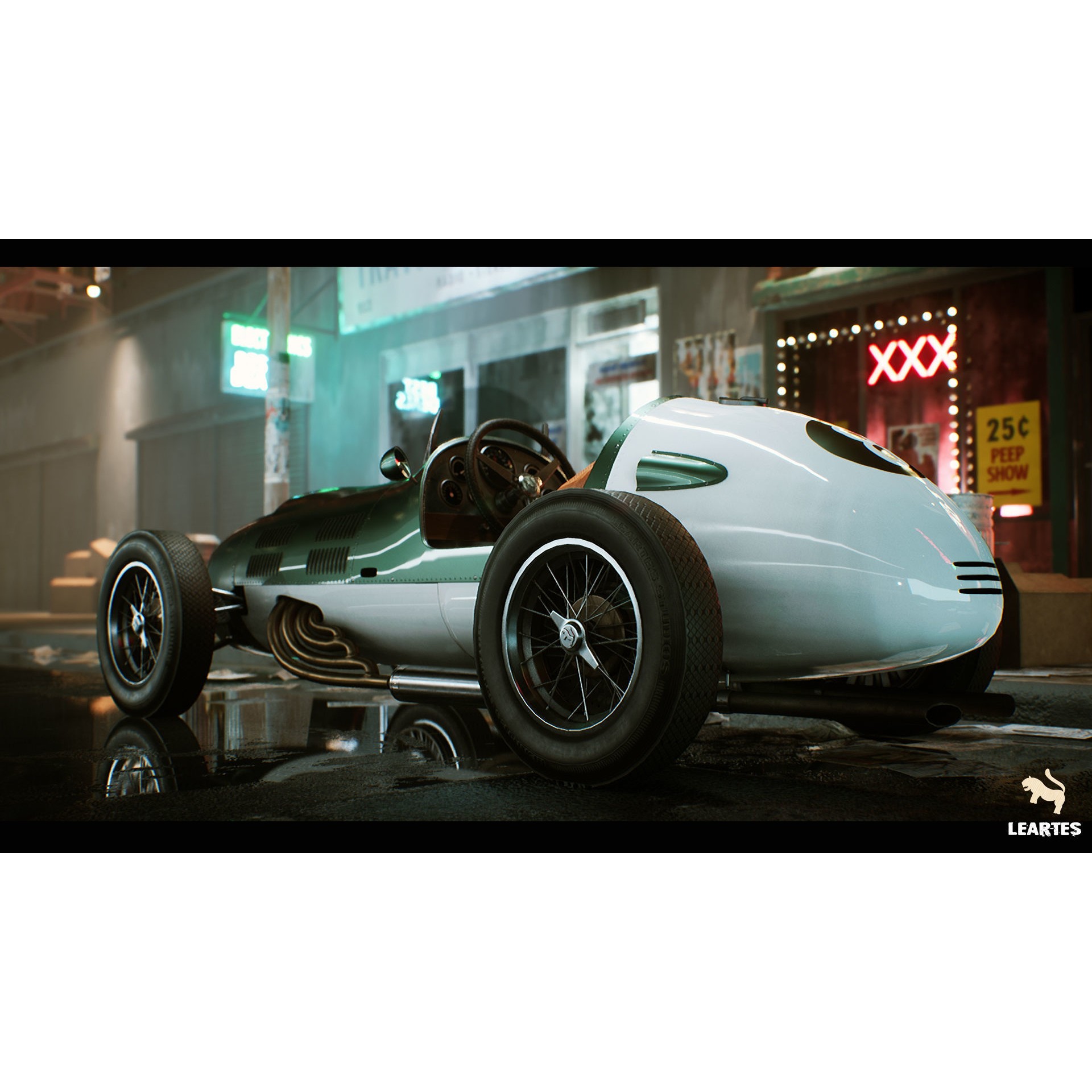 Classic Race Car - Low-Poly Game-Ready 3D Model - View 9