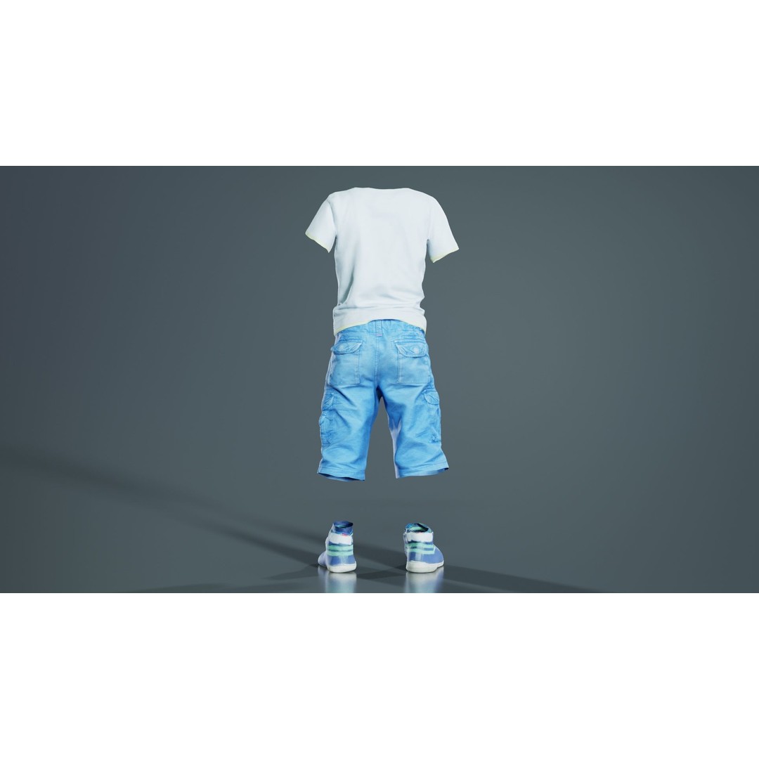 Kid 3 3D Model – Low Poly Character Clothing, FBX, Blender - View 10