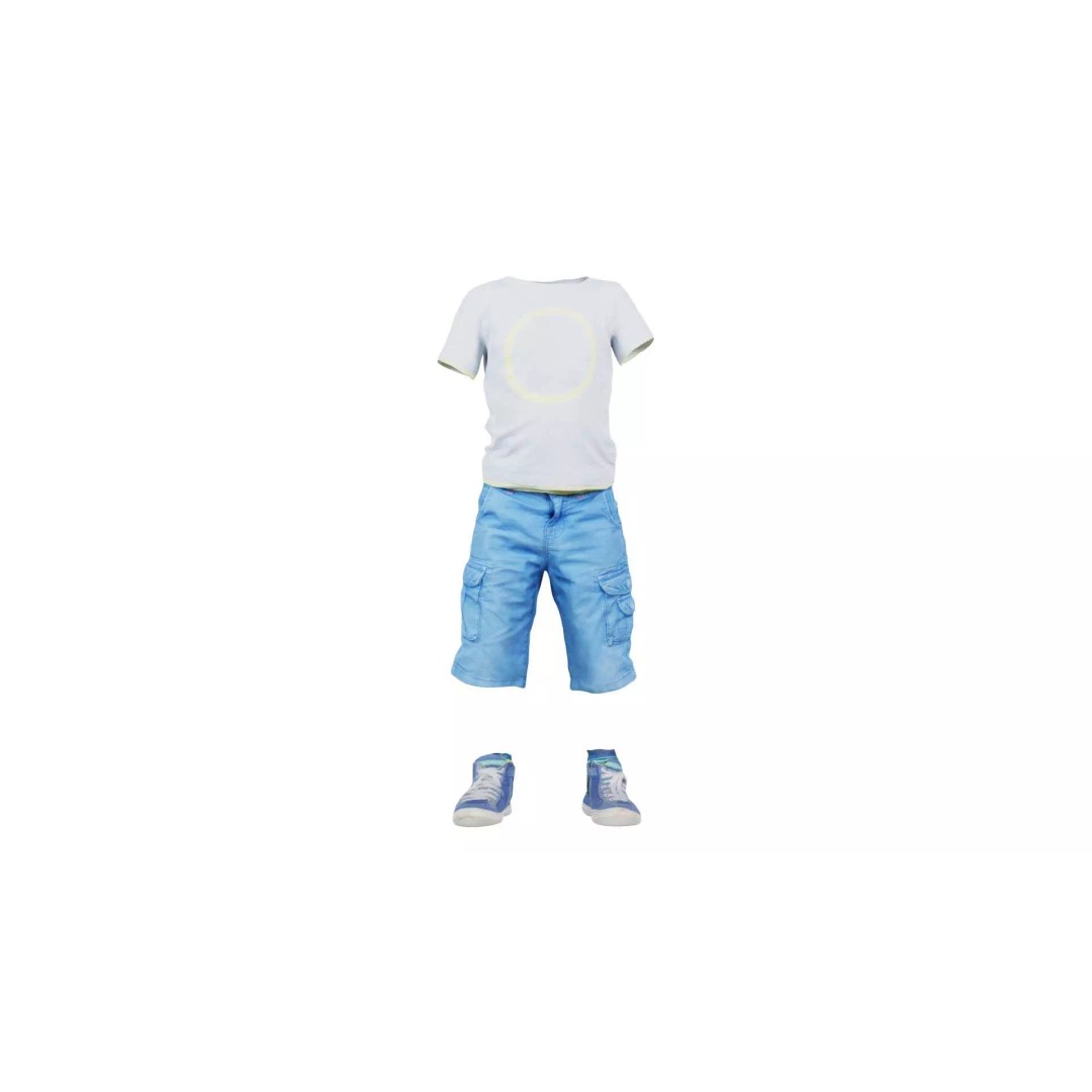 Kid 3 3D Model – Low Poly Character Clothing, FBX, Blender - View 2