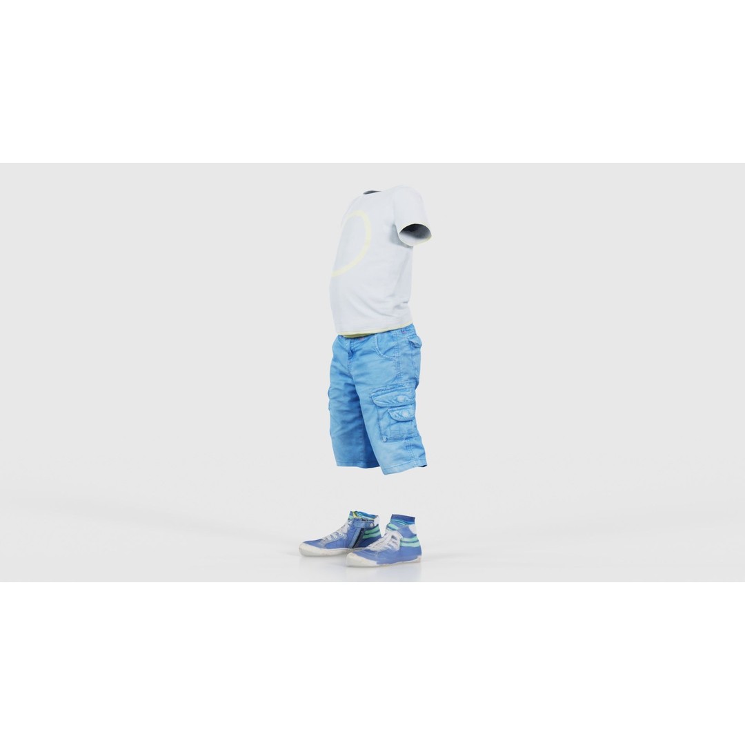 Kid 3 3D Model – Low Poly Character Clothing, FBX, Blender - View 27