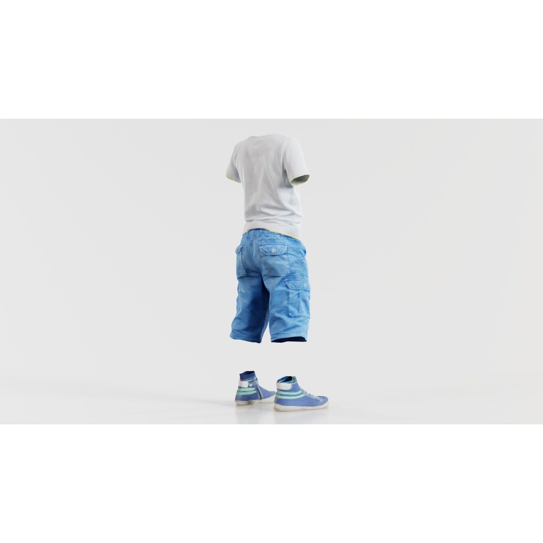 Kid 3 3D Model – Low Poly Character Clothing, FBX, Blender - View 3