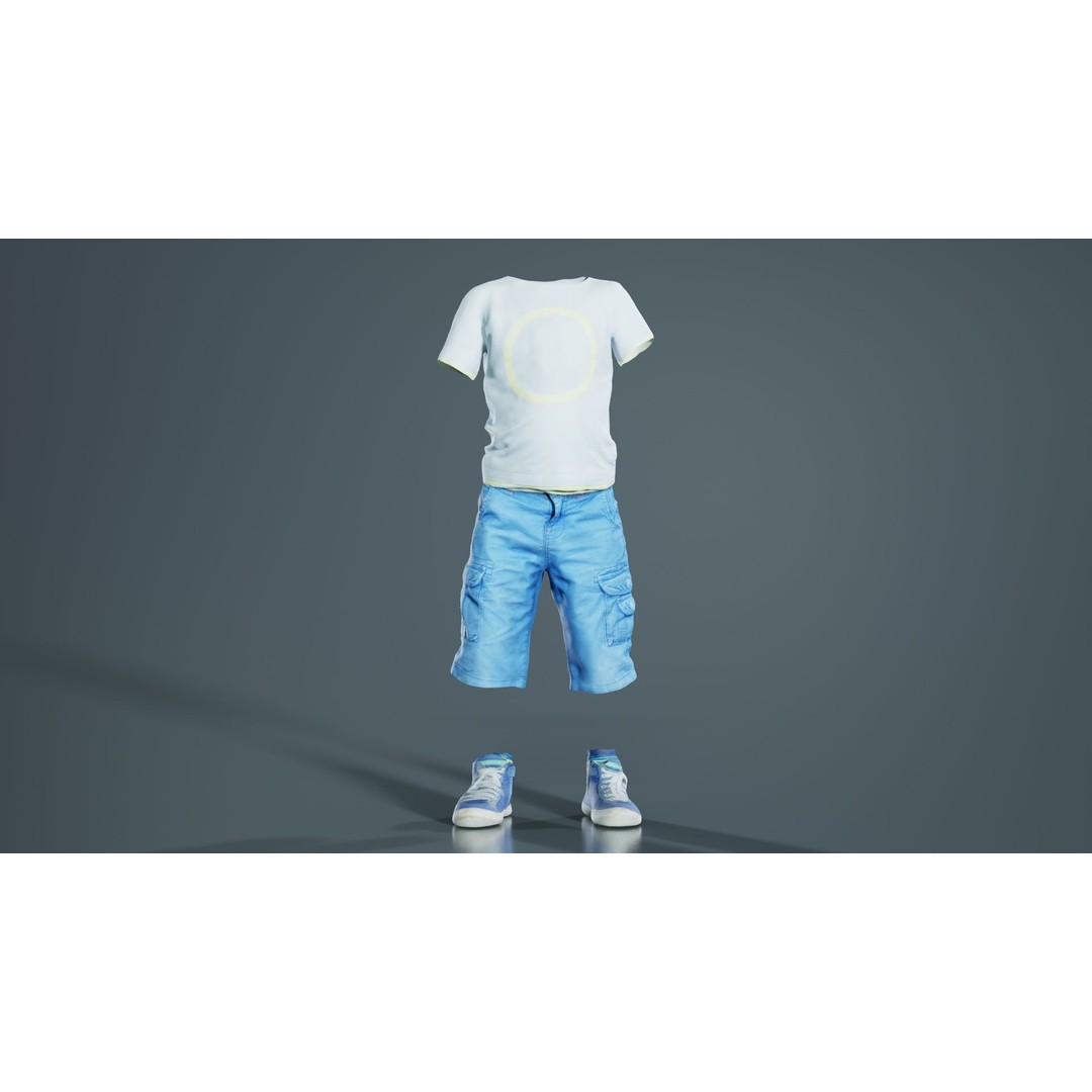 Kid 3 3D Model – Low Poly Character Clothing, FBX, Blender - View 5