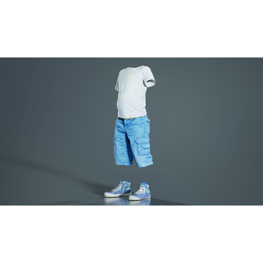 Kid 3 3D Model – Low Poly Character Clothing, FBX, Blender - View 6