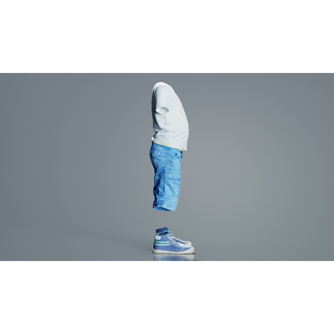 Kid 3 3D Model – Low Poly Character Clothing, FBX, Blender - View 7