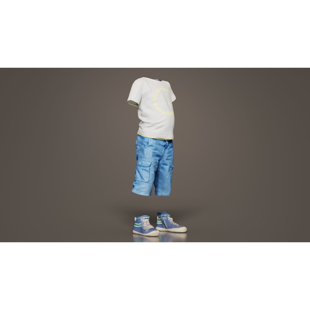 Kid 3 3D Model – Low Poly Character Clothing, FBX, Blender - View 8