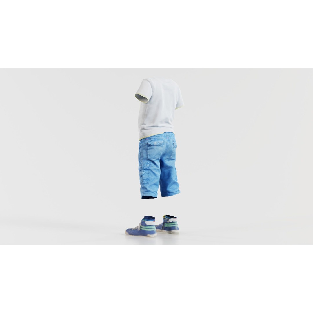 Kid 3 3D Model – Low Poly Character Clothing, FBX, Blender - View 9