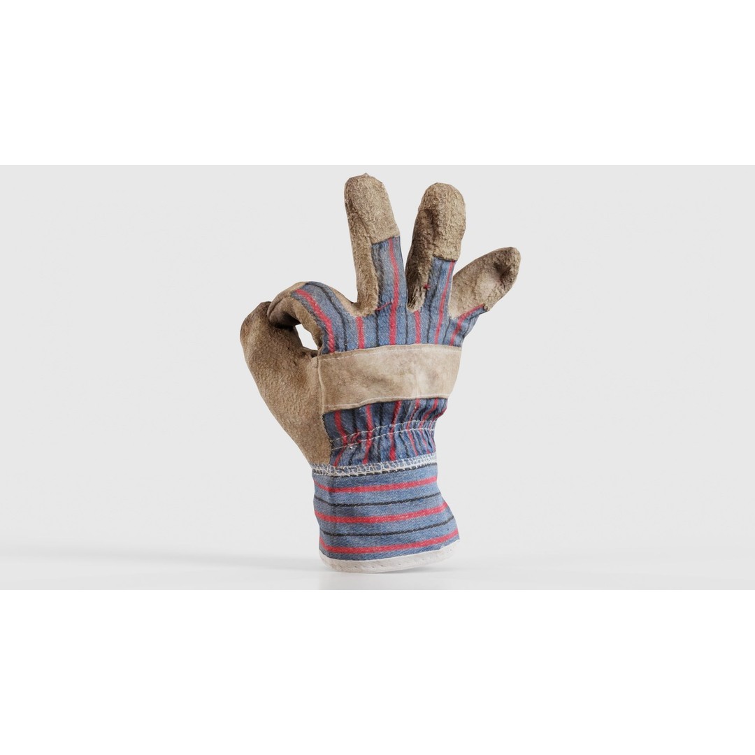 Gloved Hand 3D Model – Low Poly Character Asset, PBR Textures