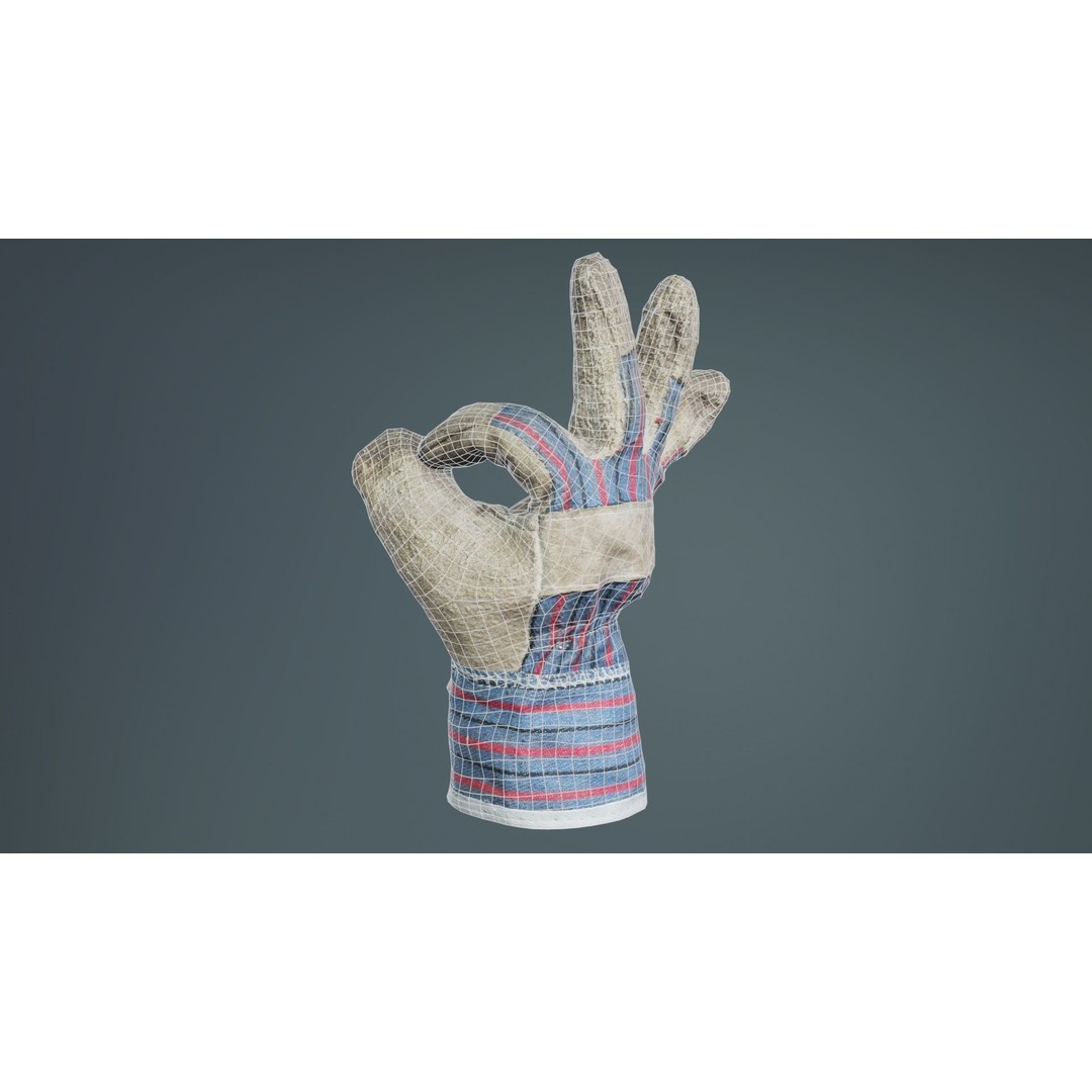 Gloved Hand 3D Model – Low Poly Character Asset, PBR Textures - View 11