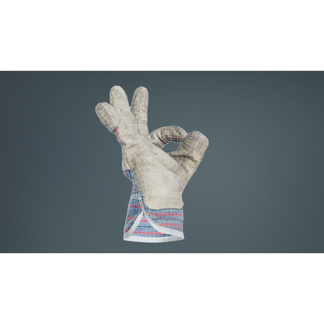 Gloved Hand 3D Model – Low Poly Character Asset, PBR Textures - View 12