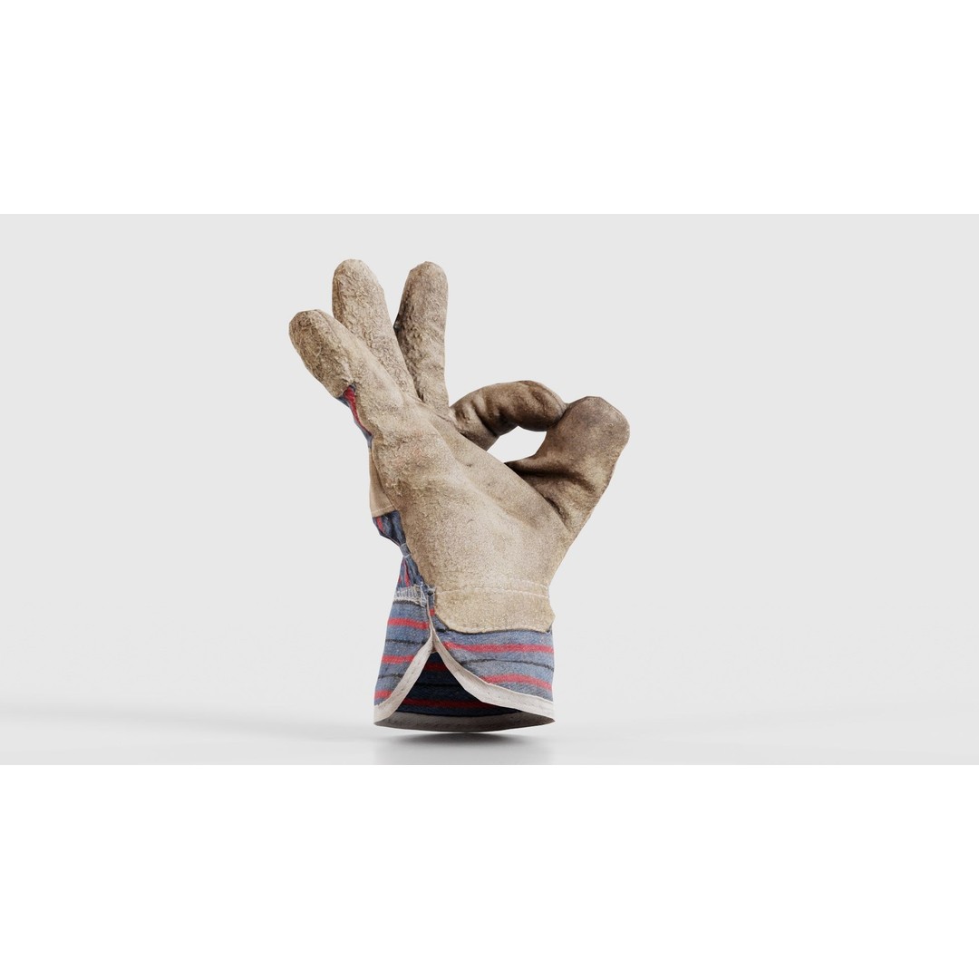 Gloved Hand 3D Model – Low Poly Character Asset, PBR Textures - View 23